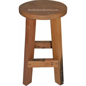 Tabouret de bar design en bois de bateau recyclé, couleur naturelle originale, fait main, compact, pour l'intérieur et l'extérieur, exportation de meubles - Product Image 4