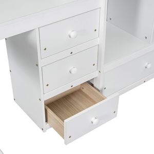 Letto a soppalco in legno a grandezza naturale con scrivania e cassetti contenitore, scaletta integrata, scrivania e mensole portaoggetti per bambini - Product Image 4