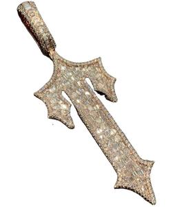 Colgante de Cristal con Forma de Espada, Chapado en Oro de 18K, Aleación, Estilo Hip Hop Unisex, Amuleto, Joyería, Regalo - Product Image 1