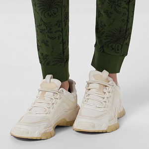 Women's Green Floral Printed Jogger Pants Mid Waist Drawstring Ankle-Length Casual Knitted Spandex Cotton Blend Pants - Product Image 5