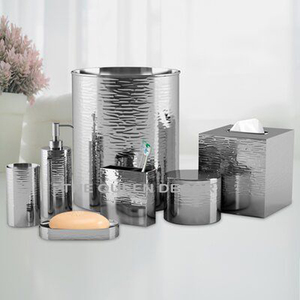 Ensembles de salle de bain modernes cinq pièces en acier inoxydable noir, pour usage domestique, avec porte-savon et boîte à mouchoirs, taille personnalisée - Product Image 2