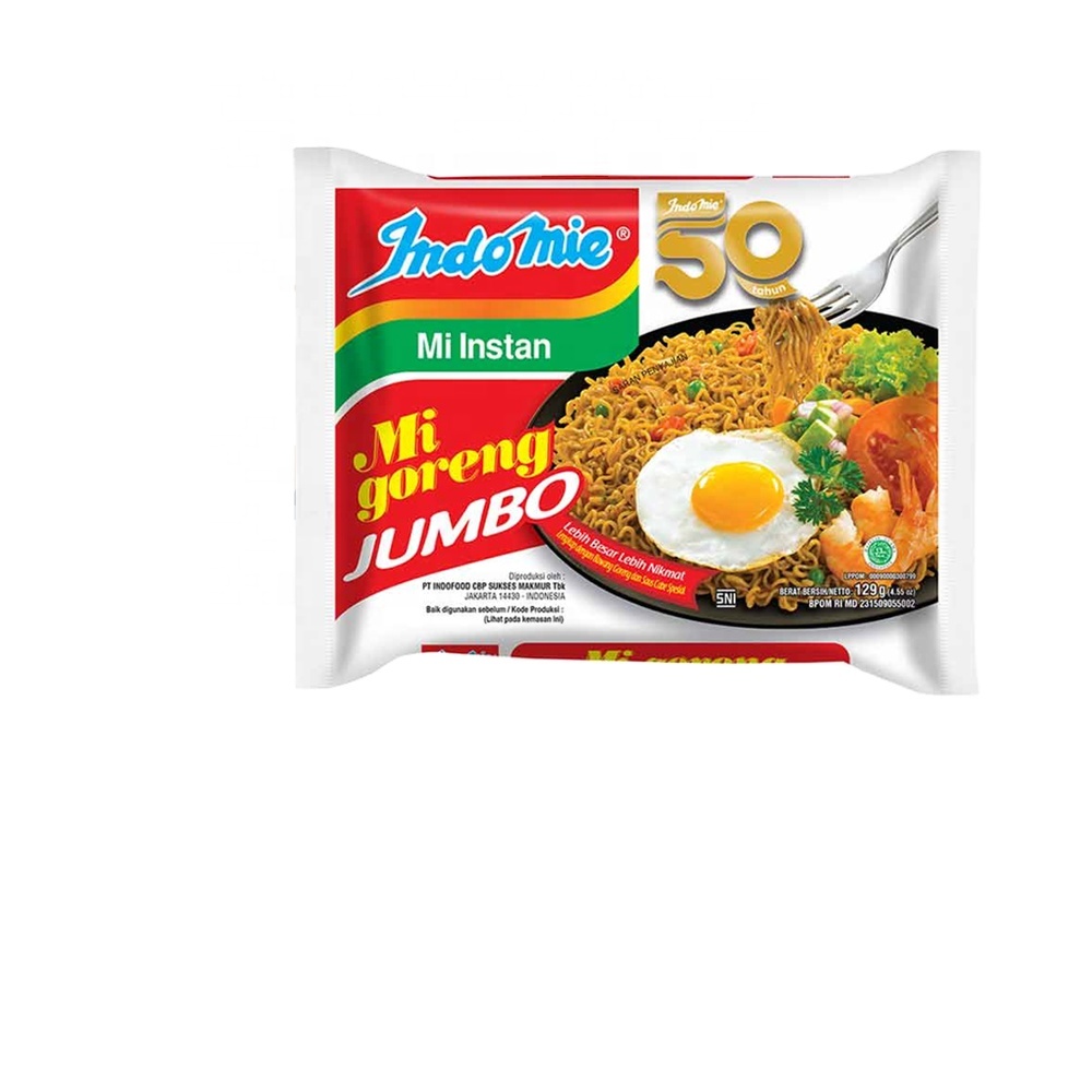 Лапша быстрого приготовления Jumbo 129gr, большая упаковка, двойной размер, жареная лапша, популярная лапша быстрого приготовления