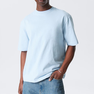 T-shirt uni oversize pour homme, en coton premium, coupe ample, style streetwear minimaliste, tissu épais, décontracté - Product Image 3