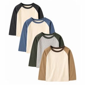 Camiseta Raglán Personalizada para Niño, 100% Algodón, Manga Larga, Estilo Béisbol, Suave, Informal, Unisex, con Mangas en Contraste, OEM, ODM, Venta al Por Mayor - Product Image 3