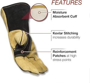 Guantes de soldadura de cuero personalizados con el mejor logotipo impreso, nuevos, reflectantes, impermeables, de cuero vacuno, servicio OEM. - Product Image 4