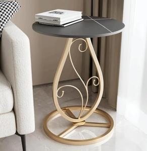Modern Brass Pedestal Side Table with <b>Black</b> Marble Top for Living Room Furniture - Product Image 2