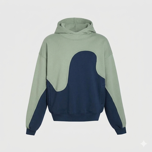 Sudadera con Capucha para Hombre, Estilo Panelado, de Algodón Grueso, con Construcción Multipanel, Capucha Ajustable y Bolsillo Frontal Funcional - Product Image 2
