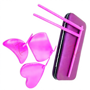Custom 3 Different Shape Dark pink Eyelash Extension Mirror <b>Professional</b> Lash Inspection Mirror And Mirror And Magnetic <b>Case</b> - Product Image 4