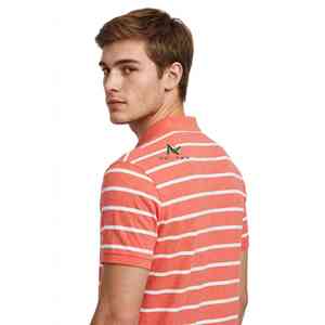Camiseta Polo a Rayas Unisex NEXTEX, Color Blanco Coral, Manga Corta, Cuello con Botones, Clásica - Product Image 3