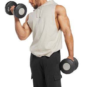 Haute qualité imprimé personnalisé hommes Gym Hoodies entraînement débardeurs col rond été pull Styles sans manches gym à capuche pour hommes - Product Image 3