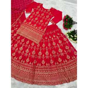 Robes de créateur, ensemble de lehenga et de dupatta avec broderie chinoise, tenue élégante - Product Image 5