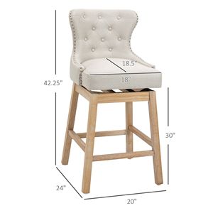 Set di 2 Sgabelli da Bar Moderni Bianco Crema, Eleganti con Finitura Anticata e Borchie, Schienale Curvo, Struttura in Legno, per Cucina e Bar di Casa - Product Image 3