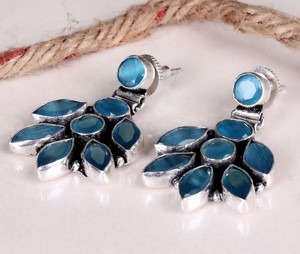 Pendientes de Plata Oxidada con Baño de Latón y Ónix, Estilo Bohemio, Venta al por Mayor, Joyería Hecha a Mano para Mujer, Rajasthan - Product Image 4