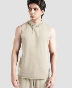 Camisetas sin Mangas con Capucha para Hombre, Transpirables, de Secado Rápido, Poliéster y Elastano, Corte Ajustado, para Entrenamiento y Fisicoculturismo - Product Image 1