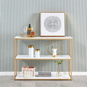 Gold MDF Entryway Console Table Faux Marble Sofa Table for Living Room Elegant Entryway Furniture for Foyer or Entrance - Product Image 4