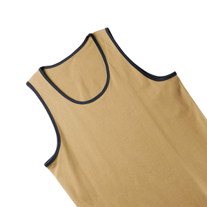 Camiseta sin mangas para hombre, color caqui, cuello redondo, color sólido, informal, de punto - Product Image 5