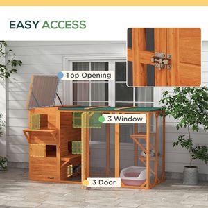 Casa per Gatti da Esterno a Più Livelli con 2 Piani e Piattaforme Multiple, Design Rettangolare Grande per 3 Gatti, Condo per Gatti 3D - Product Image 6