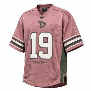 DRAVELLE Men's American Football Jersey <b>Mesh</b> V-Neck Short Sleeve Breathable 100% Polyester Anti-Bacterial Quick Dry Custom - Product Image 3