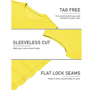 Débardeur sans manches pour homme, col rond, jaune uni, respirant, pour la gym et le fitness, coutures plates, sans étiquette - Product Image 1