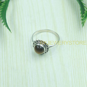 Natural Tiger Eye Gemstone Ring 925 Sterling Silver Handmade Statement Ring Brown Cabochon Stone Boho Vintage Jewelry Wholesale - Product Image 3