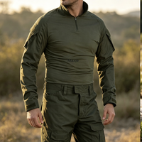 Combinaison tactique pour homme à demi-zip, respirante, chemise à manches longues, pantalon cargo, chasse, camping, équipement de sécurité en plein air