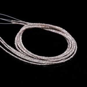 Perles de diamant blanc naturel Lustre, facettées en rondelle de 2 mm, trou de 0,40 mm, brin de 15 pouces, certifiées par un tiers, modèle 1011 - Product Image 2