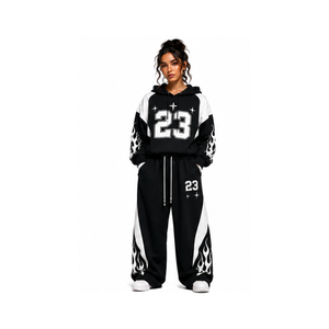 Conjunto Deportivo de Sudadera Holgada con Hombros Caídos y Pantalones para Entrenamiento, Ropa Deportiva Informal, Ropa de Calle, Ropa Deportiva - Product Image 2