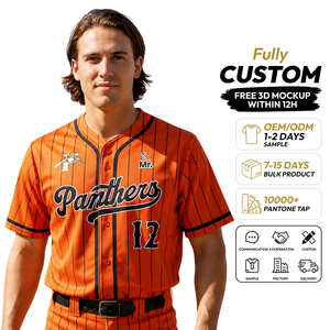 Maillot de baseball personnalisé unisexe pour adulte, avec nom d'équipe et numéro de joueur, 100 % polyester, impression par sublimation sur le devant, respirant - Product Image 1