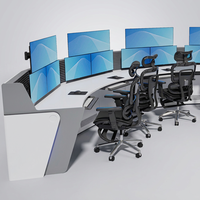 Meubles de console de salle de contrôle professionnels pour centre de diffusion, bureau de contrôle industriel, solutions pour centre de commandement et de contrôle des urgences 911