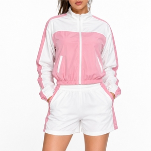 Women Windbreaker Shorts Set Lightweight Casual Streetwear Activewear Tracksuit Lightweight Fabric Breathable Wear Comfortable - Product Image 1