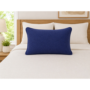 Premium Boucle Rectangular Decorative Cushion Cover with Contrast Piping | Textured Woven Accent <b>Throw</b> Pillow <b>for</b> <b>Sofa</b> - Product Image 1