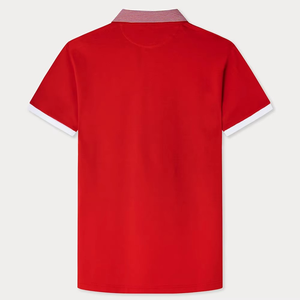 Polo de Manga Corta para Hombre, Color Rojo Sólido, Estilo Casual, Tejido Piqué, con Cuello - Product Image 1