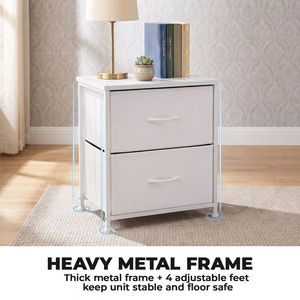 Lot de 2 commodes modernes en tissu avec structure en métal et plateau en bois, blanc - Product Image 5