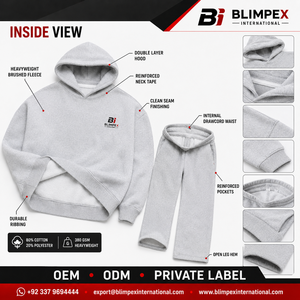 Conjunto de Sudadera con Capucha y Pantalones de Chándal para Hombre, Estampado Personalizado OEM, Transpirable, de Otoño, Oversize, de Corte Holgado, con Apliques de Sarga y Remaches, Estilo Holgado Blimpex - Product Image 5