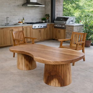 Modern Organic Solid Suar Wood <b>Coffee</b> <b>Table</b> Fluted <b>Legs</b> Design Handmade Natural Live Edge Premium Living Room Furniture - Product Image 6