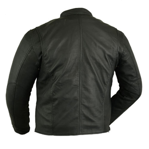 Men Quilted OEM Service Genuine Leather Men's <b>Light</b> Brown Canvas Eco-Friendly <b>Waterproof</b> Winter Full Sleeve Leather <b>Jacket</b> - Product Image 2