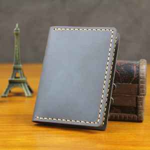 Vintage Genuine Leather <b>Card</b> <b>Holder</b> Bifold Short <b>Wallet</b> RFID <b>Card</b> Case for <b>Men</b> - Product Image 1