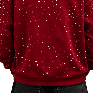 เสื้อฮู้ดดี้ผู้ชายพิมพ์ลายจุดสีแดงเชอร์รี่ขาว ทรงโอเวอร์ไซส์ ผ้าฟลีซ แขนยาว มีฮู้ด กระเป๋าหน้าแบบจิงโจ้ - Product Image 6