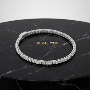 Bracelet tennis en or rose avec diamants de laboratoire pour femme, coupe brillant ronde, bijou de mariage et de fête - Product Image 3