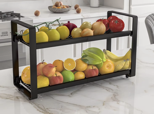 Double Tier Metal Spice Rack <b>Kitchen</b> Countertop Stovetop Organizer for Oil Salt Sauce Vinegar <b>Storage</b> - Product Image 3