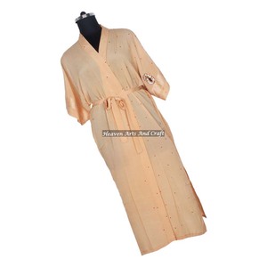Heaven Arts and Craft KL005 Camisón Kimono Vintage para Mujer, Manga Media, Mezcla de Poliéster y Seda, Secado Rápido, Multicolor - Product Image 3