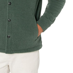 Veste en polaire beige pour homme avec bordure noire, col montant, fermeture éclair, respirante, 100% laine, décontractée, hiver - Product Image 3