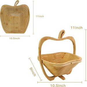 <b>Cheap</b> Foldable Square Bamboo Fruit <b>Basket</b> Collapsible Polished Eco-Friendly Serving Bowl for Fruits Snacks - Product Image 2