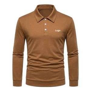 Camiseta Polo de Manga Larga para Hombre, 100% Algodón de Alta Calidad, Tejido de Punto, Transpirable, de Secado Rápido, con Botones, Diseño Personalizado - Product Image 1