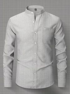เสื้อเชิ้ตแขนยาวลำลองสำหรับผู้ชาย ระบายอากาศได้ดี ปกคอพับ ติดกระดุม ผ้าทอ มีกระเป๋าหน้าอก เหมาะสำหรับใส่ในฤดูใบไม้ผลิ - Product Image 2