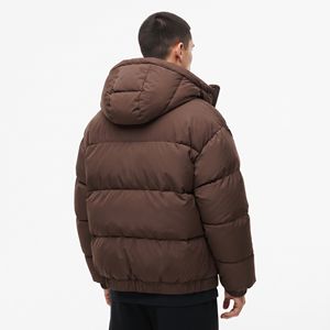 Men's Thick Padded <b>Winter</b> <b>Coat</b> <b>Hooded</b> Quilted Full Zip Jacket Warm Regular Fit Casual Outdoor Wear Custom Embroidery Front Logo - Product Image 3