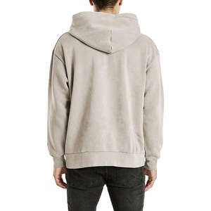 เสื้อฮู้ดดี้ทรงโอเวอร์ไซส์สไตล์วินเทจ ล้างสีแบบแอซิดวอช สำหรับทุกเพศ สตรีทแวร์ แบบสวมหัว ดีไซน์แขนเสื้อประดับหมุด รับผลิตแบบ OEM ODM - Product Image 2