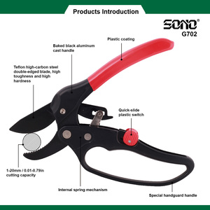 Sécateur de jardin à cliquet robuste SONO G702 pour usage industriel et bricolage |   Lame recouverte de PTFE à bords lisses, poignées ergonomiques en alliage, utilisation sans effort - Product Image 2
