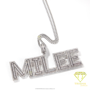 Collier pendentif lettre KING serti de diamants, style hip-hop personnalisé, chaîne cubaine en moissanite, bijoux pour hommes - Product Image 6