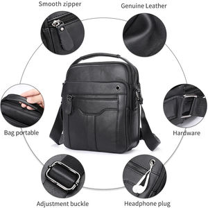 Men's Genuine Leather Shoulder <b>Bag</b> 7 Inch Zipper Closure Business Work <b>Crossbody</b> <b>Bag</b> <b>Large</b> Capacity All Seasons - Product Image 6